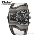 OULM Casual Wristwatch Square Big Dial Dual Time Zone Men's Quartz Watch Luxury Brand Male Clock Super Big Watches montre homme